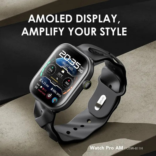 Oraimo Watch Pro AM OSW-811H – 1.85″ AMOLED display, IP68 waterproof smart watch with fitness tracking and health monitoring