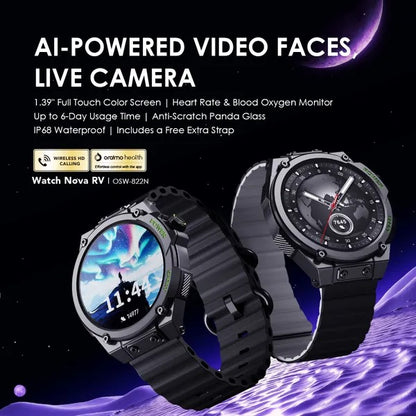Oraimo Watch Nova RV OSW-822N – 1.39" HD Display, Video Watch Faces, IP68 Smart Watch