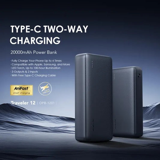 Oraimo Power Bank Traveler 12 OPB-1201 20,000mAh – Type-C Two-Way Fast Charging + Free Type-C Cable - Veritas Electronics Kenya