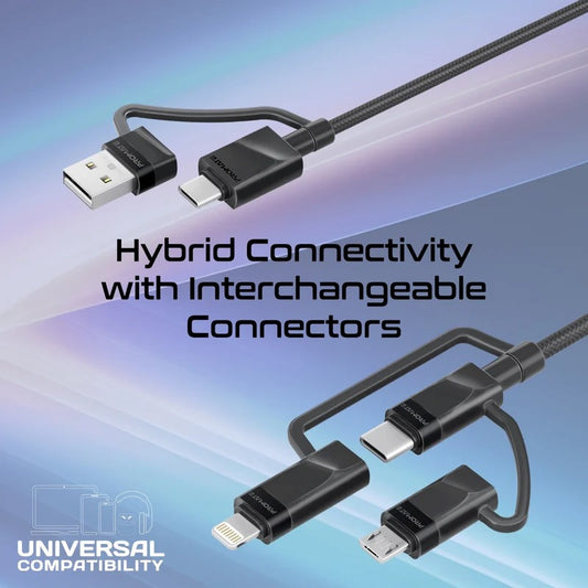 Promate 6-in-1 Hybrid Multi-Connector Cable for Charging & Data Transfer
