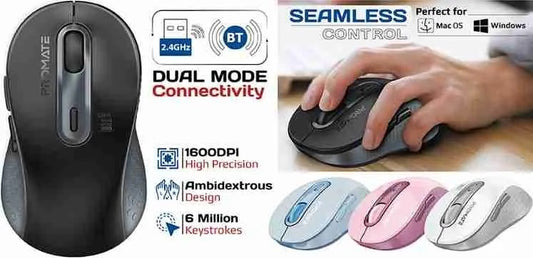 Promate Dual Mode Wireless Optical Mouse 