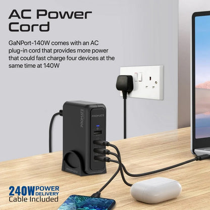Promate 140W Super-Speed GaNFast™ Charging Station