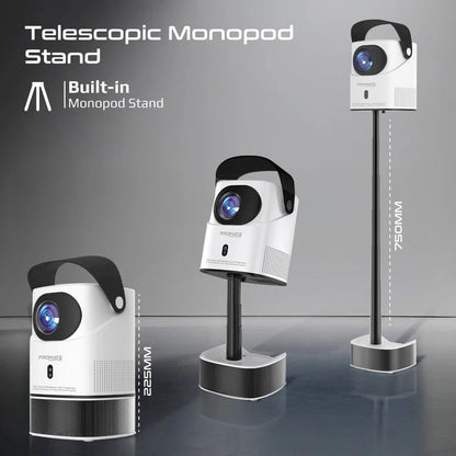 Mini Portable Projector- Promate Multi-Function Wireless 4K UHD Projector – 250 ANSI Lumens, HiFi Speakers & RGB Ambience