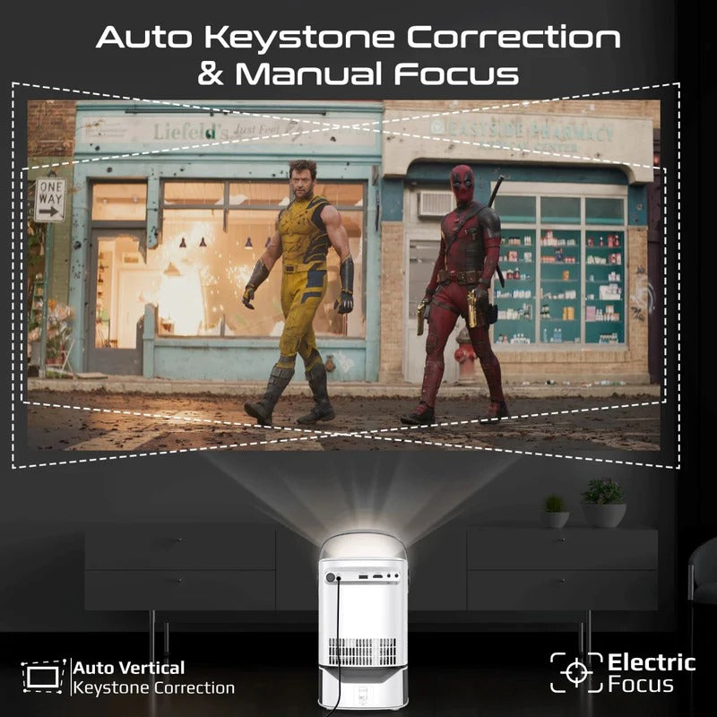 Mini Portable Projector- Promate Multi-Function Wireless 4K UHD Projector – 250 ANSI Lumens, HiFi Speakers & RGB Ambience