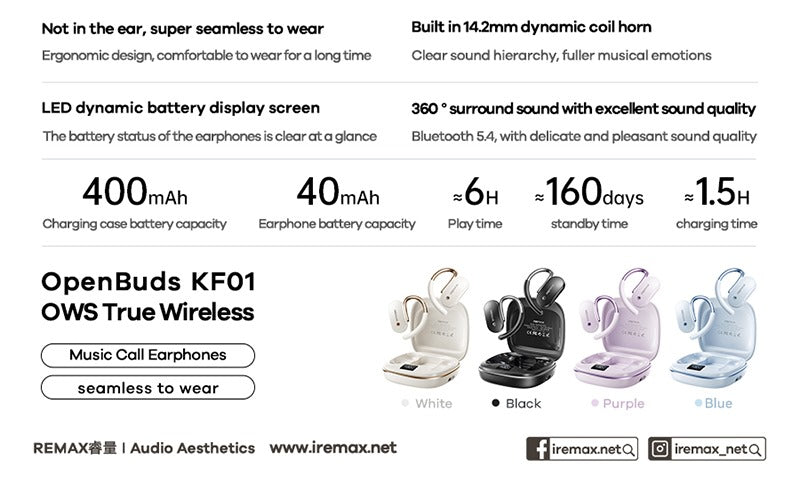 Remax Openbuds KF01 – True Wireless Bluetooth Earphones for Music, Calls & Everyday Use