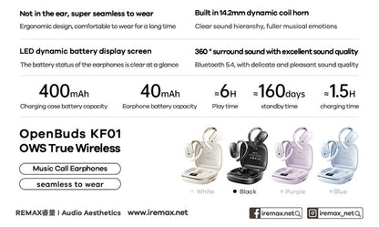 Remax Openbuds KF01 – True Wireless Bluetooth Earphones for Music, Calls & Everyday Use