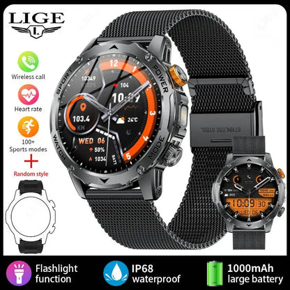 LIGE New Smart Watch for Men – 1000mAh Battery | AMOLED HD Display | Bluetooth Calling | Outdoor Sports & Fitness - Veritas Electronics Kenya