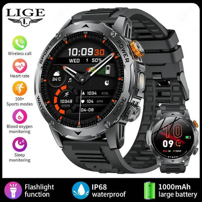 LIGE New Smart Watch for Men – 1000mAh Battery | AMOLED HD Display | Bluetooth Calling | Outdoor Sports & Fitness - Veritas Electronics Kenya