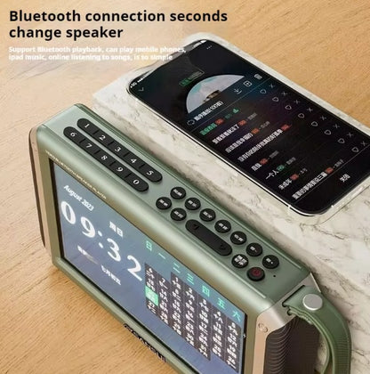 THE BEST PORTABLE FM RADIO- SANSUI F55 Wireless Bluetooth Speaker with 7-Inch LED Display – FM/AM/SW Radio, MP4 Video, USB/TF Playback, 4400mAh Battery