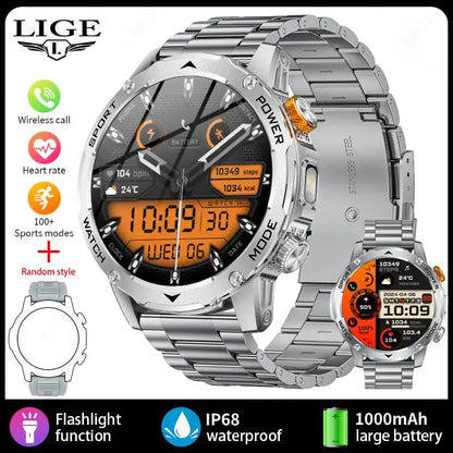 LIGE New Smart Watch for Men – 1000mAh Battery | AMOLED HD Display | Bluetooth Calling | Outdoor Sports & Fitness - Veritas Electronics Kenya