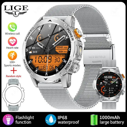 LIGE New Smart Watch for Men – 1000mAh Battery | AMOLED HD Display | Bluetooth Calling | Outdoor Sports & Fitness - Veritas Electronics Kenya