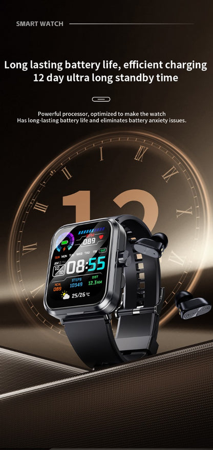 Smart Watch with Earbuds Kenya – BT Dual Earphone Call TWS6, 1.85 Inch Screen & Multiple Functions | Kenya - Veritas Electronics Kenya