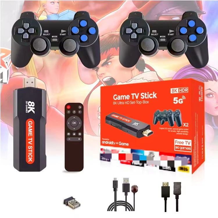 X2 PLUS M8 2.4G TV Video Game Console – 64GB Retro Gaming Stick with 30,000+ Games & Dual Wireless Controllers