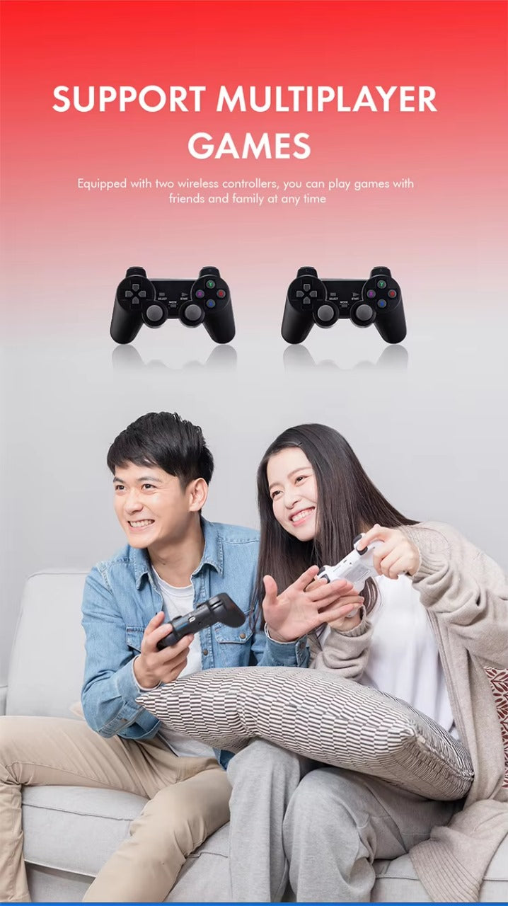 Game Stick 4K- X2 PLUS M8 2.4G TV Video Game Console – 64GB Retro Gaming Stick with 30,000+ Games & Dual Wireless Controllers