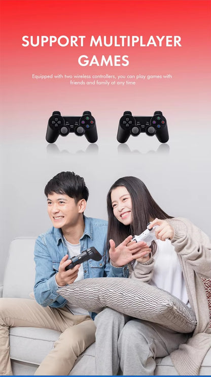 Game Stick 4K- X2 PLUS M8 2.4G TV Video Game Console – 64GB Retro Gaming Stick with 30,000+ Games & Dual Wireless Controllers