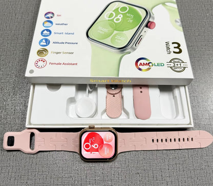 Z03 Pro Smart Watch 2.04” AMOLED Screen with 3 Straps – Wireless Charging, IP67 Waterproof