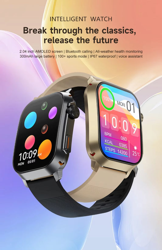 ZW50 2.04” AMOLED Curved Screen Sports Smart Watch – Bluetooth Calling, 100+ Sports Modes, IP67 Waterproof